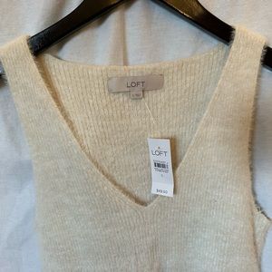 LOFT V-Neck Ivory Sweater Tank. Small.